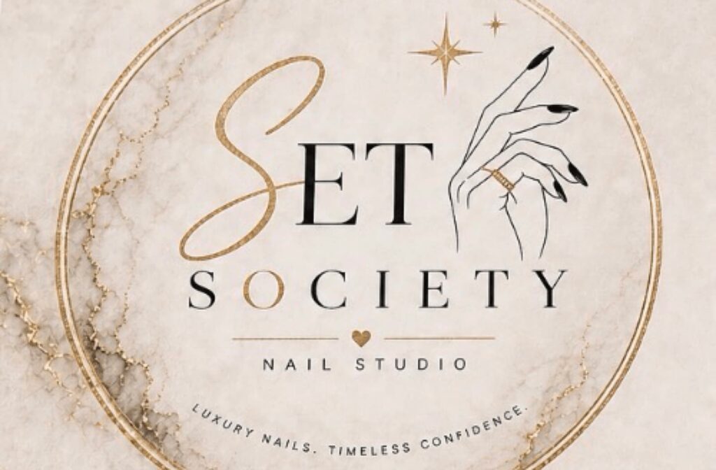 Set Society Nail Studio logo featuring luxury nails and timeless confidence in Columbus, Ohio.